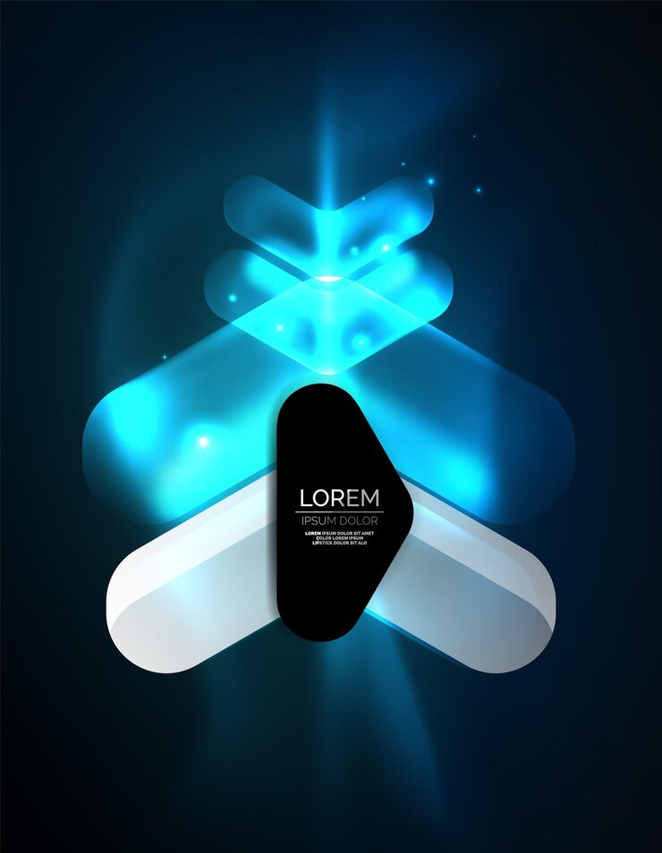 Vector flechas brillantes de neón futuristas fondo techno abstracto líneas de tecnología 3d formas de dirección transparentes en fondo de color fondo geométrico mínimo abstracto con efectos de luz