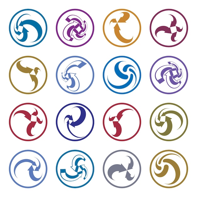 Flechas de bucle infinito vector símbolo abstracto, colección de plantillas de diseño gráfico de un solo color, conjunto de pictogramas 3d.