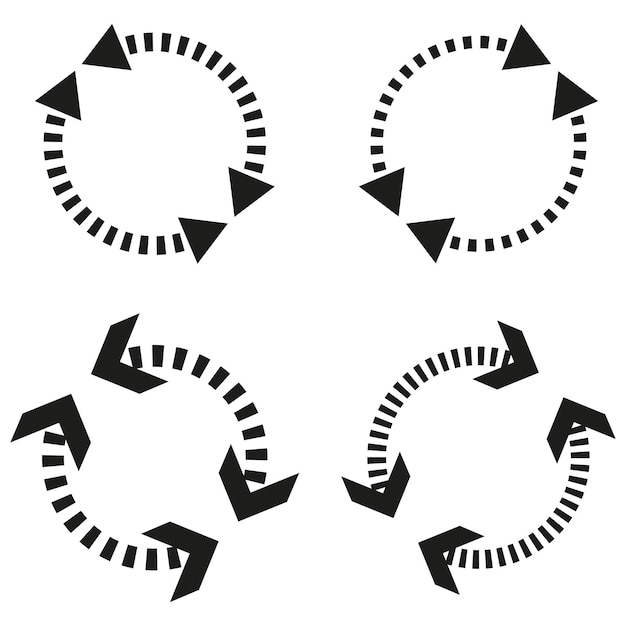 Flechas circulares Diseños variados de puntas de flecha Estilo de línea punteada Ilustración vectorial