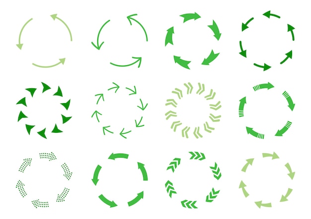 Vector flechas circulares de reciclaje color verde plano de la naturaleza