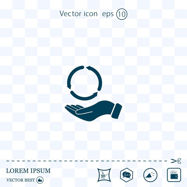 Flechas en un círculo en la mano herramientas de producción sin residuos ilustración vectorial Eps 10