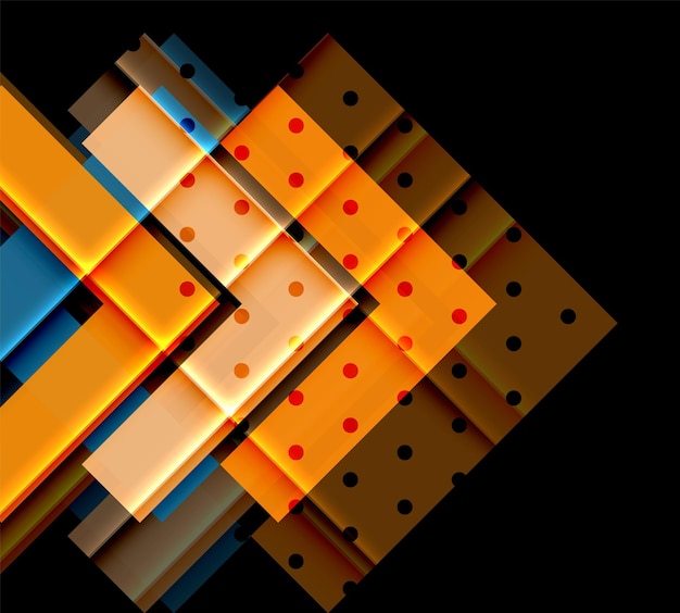 Flechas de color en fondo negro Ilustración vectorial
