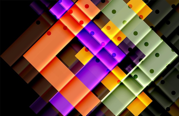 Flechas de color en fondo negro Ilustración vectorial