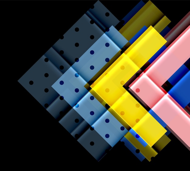 Flechas de color en fondo negro Ilustración vectorial