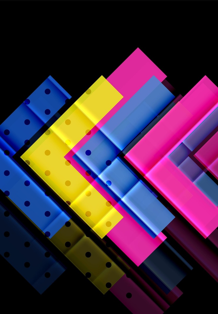 Vector flechas de color en fondo negro ilustración vectorial