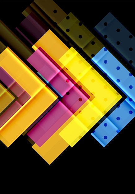 Flechas de color en fondo negro Ilustración vectorial