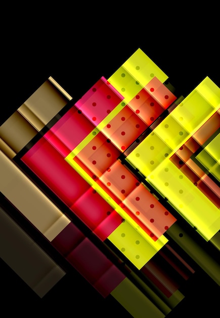 Flechas de color en fondo negro Ilustración vectorial