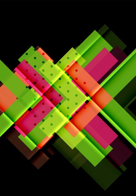 Flechas de color en fondo negro Ilustración vectorial
