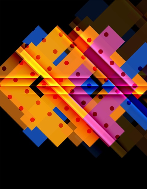 Flechas de color en fondo negro Ilustración vectorial