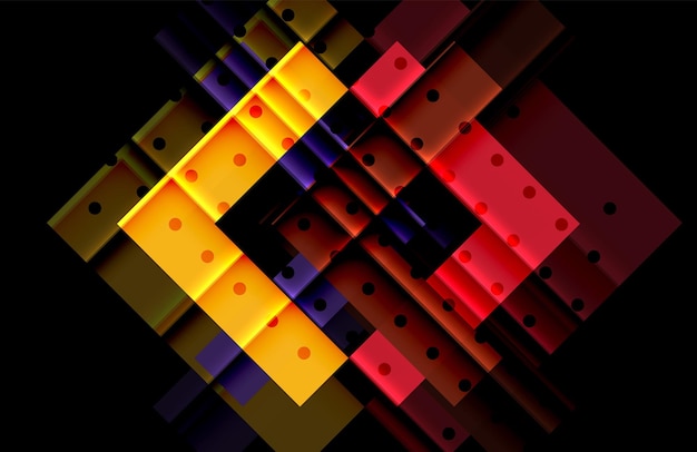 Flechas de color en fondo negro Ilustración vectorial