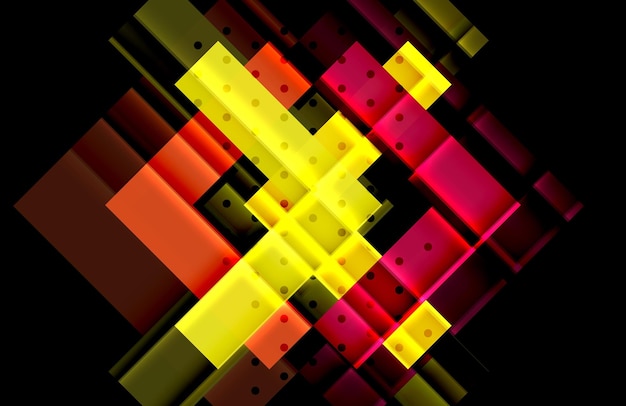 Flechas de color en fondo negro Ilustración vectorial