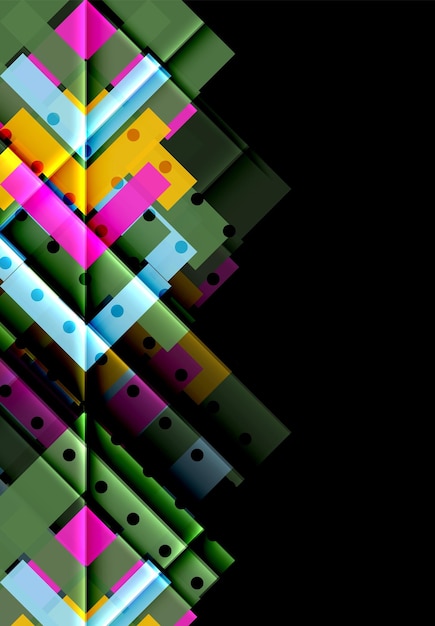 Flechas de color en fondo negro Ilustración vectorial