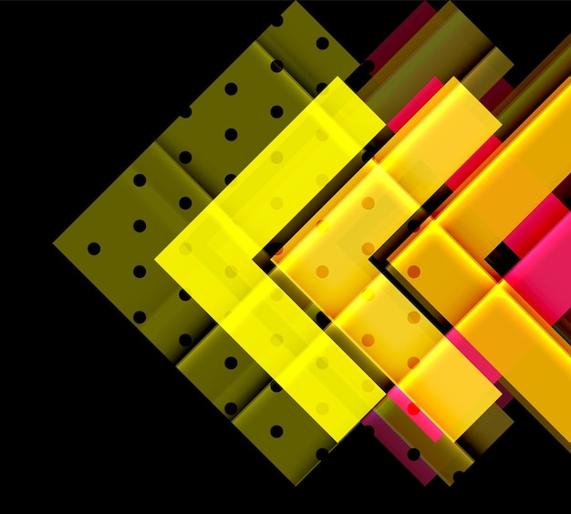 Flechas de color en fondo negro Ilustración vectorial