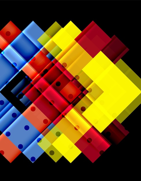 Flechas de color en fondo negro Ilustración vectorial