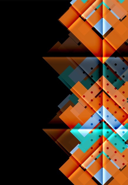 Flechas de color en fondo negro Ilustración vectorial