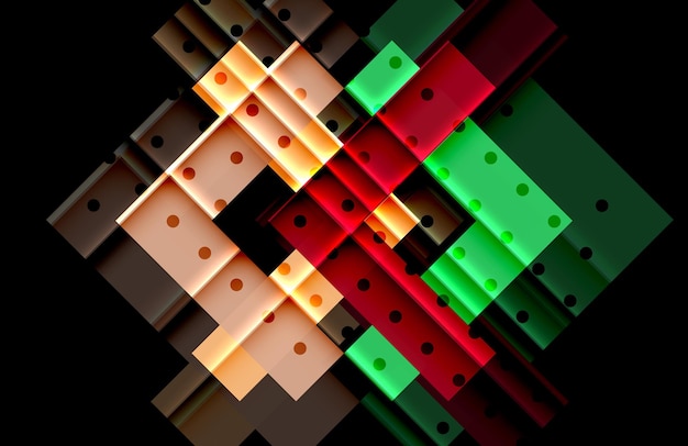 Flechas de color en fondo negro Ilustración vectorial