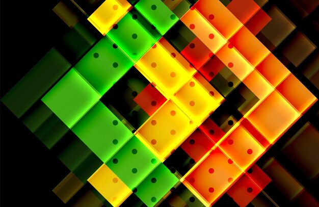 Flechas de color en fondo negro Ilustración vectorial