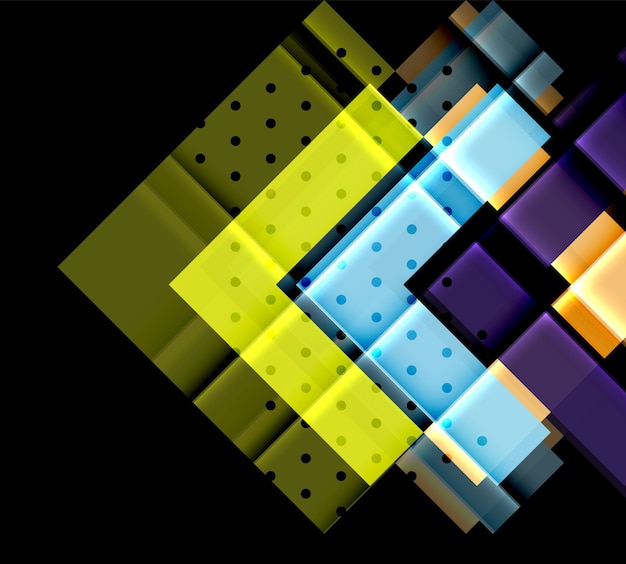Flechas de color en fondo negro Ilustración vectorial