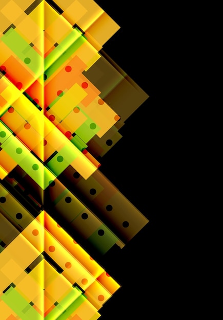 Flechas de color en fondo negro Ilustración vectorial