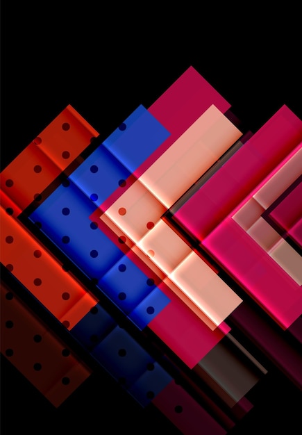 Flechas de color en fondo negro Ilustración vectorial