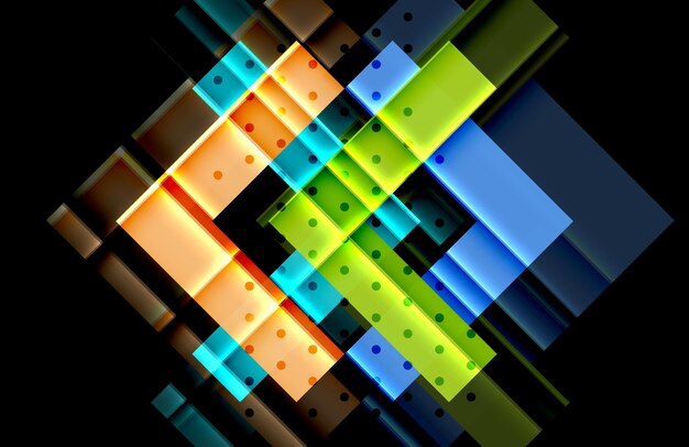 Flechas de color en fondo negro Ilustración vectorial