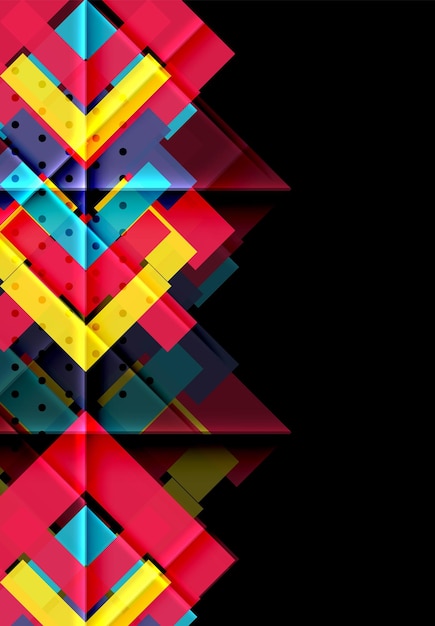 Flechas de color en fondo negro Ilustración vectorial