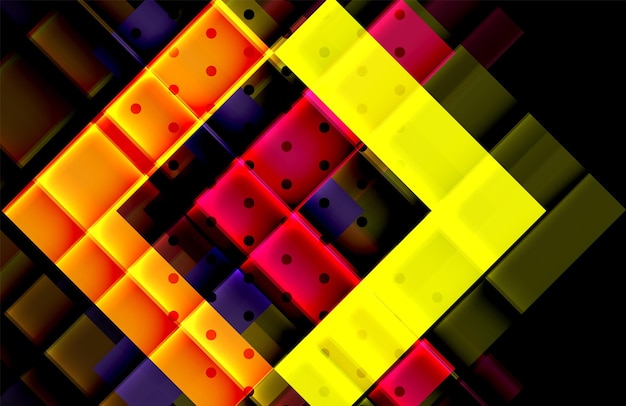 Flechas de color en fondo negro Ilustración vectorial