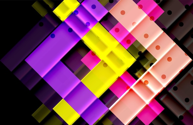Flechas de color en fondo negro Ilustración vectorial