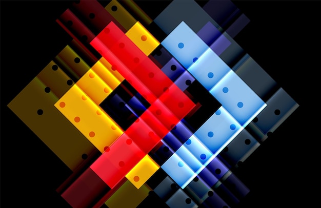 Flechas de color en fondo negro Ilustración vectorial