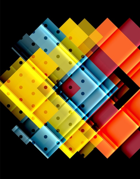 Flechas de color en fondo negro Ilustración vectorial