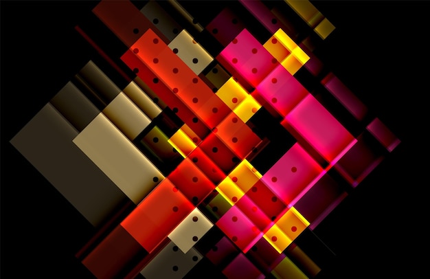 Flechas de color en fondo negro Ilustración vectorial