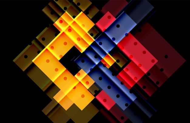 Flechas de color en fondo negro Ilustración vectorial