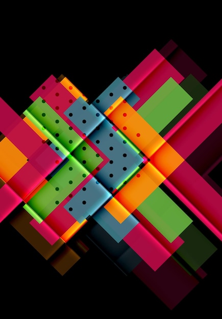 Flechas de color en fondo negro Ilustración vectorial