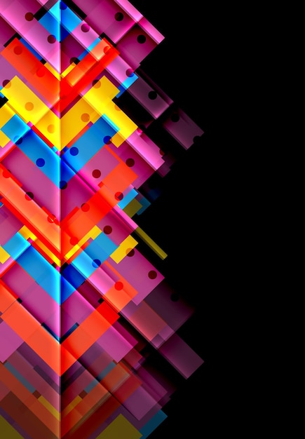 Flechas de color en fondo negro Ilustración vectorial