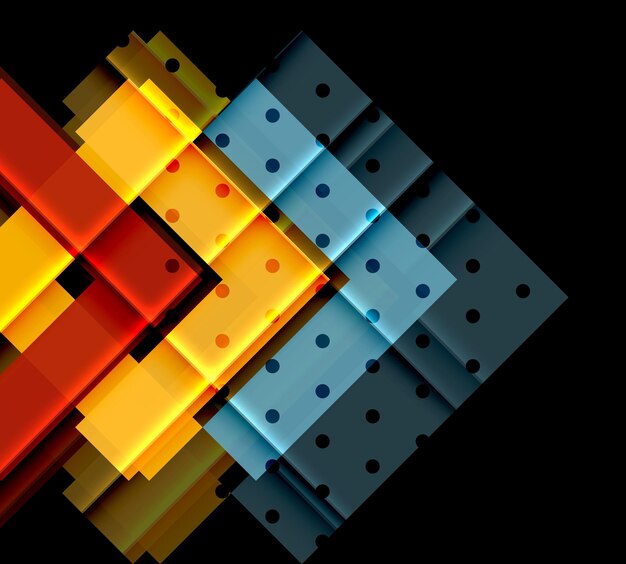 Flechas de color en fondo negro Ilustración vectorial