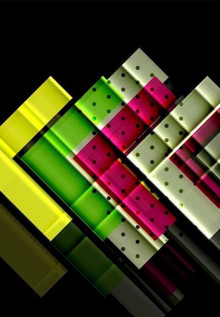 Flechas de color en fondo negro Ilustración vectorial