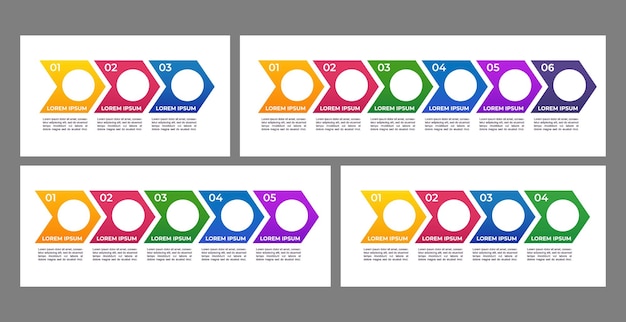 Flechas con conjunto de plantillas de diseño de gráfico infográfico de celdas en blanco