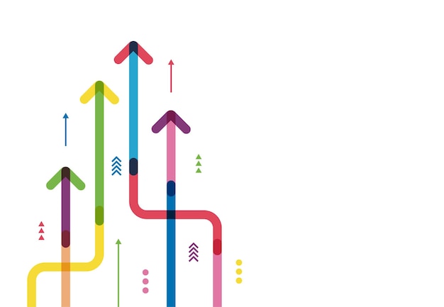 Flechas de crecimiento financiero con ilustración vectorial colorida