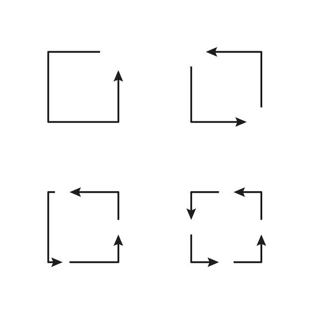 Flechas cuadradas ilustración gráfica vectorial diseño de identidad corporativa