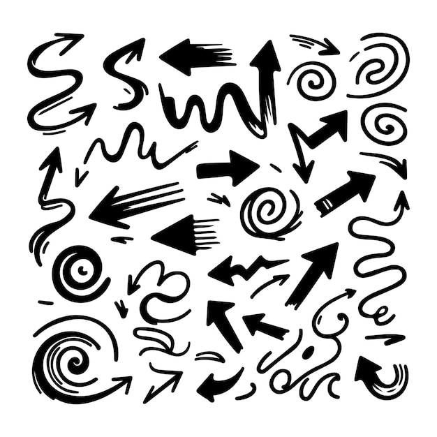 flechas dibujadas a mano dibujos dibujos conjuntos de flechas colecciones vectoriales