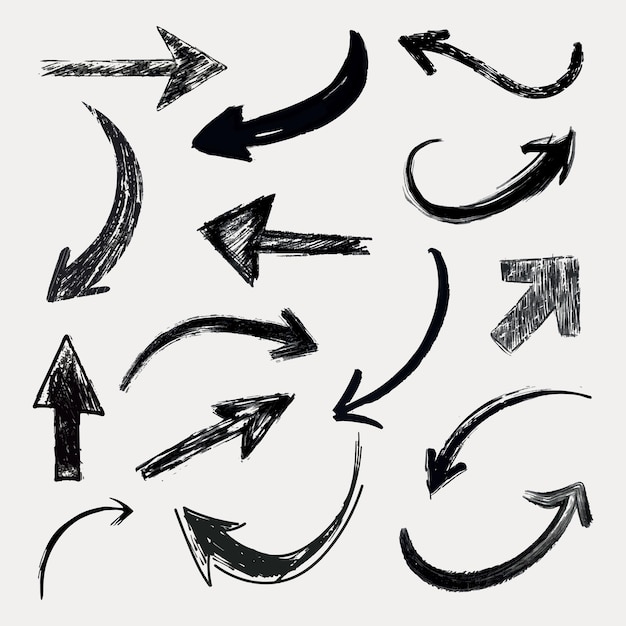 Flechas dibujadas a mano con estilo texturizado