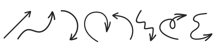 Vector las flechas dibujadas a mano marcan el punto de la colección de diseños de íconos para negocios y elementos de diseño educativo
