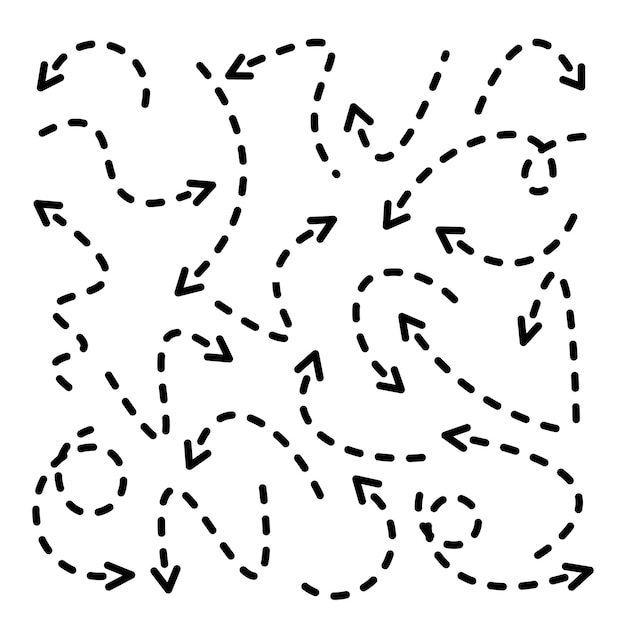 Flechas dibujadas a mano con puntos negros en un fondo blanco Flecha cursor icono punteros vectoriales Colección De vuelta Siguiente página web Signo
