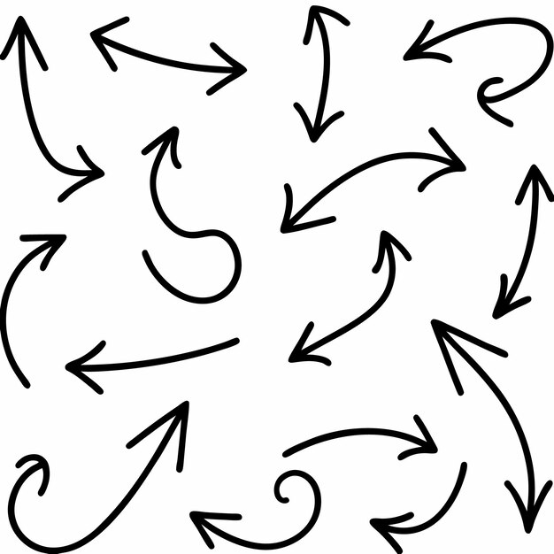 Flechas dibujadas a mano que apuntan en diferentes direcciones