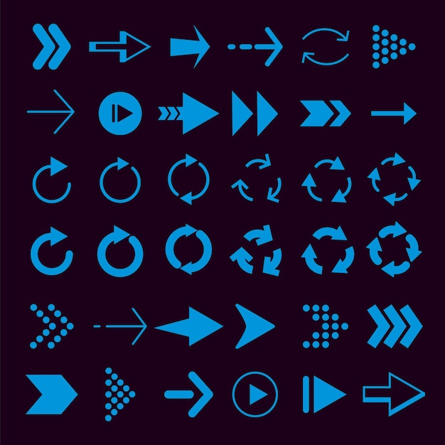 Flechas diferentes plantillas vectoriales de estilo de flechas Ilustración de la dirección derecha