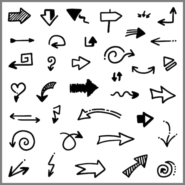 Las flechas de Doodle están dibujadas a mano con muchos objetos de colección dentro.