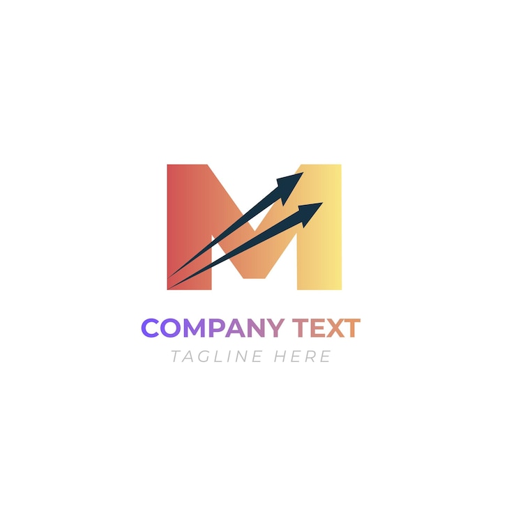 Vector flechas en forma de m un logotipo único y memorable para los negocios
