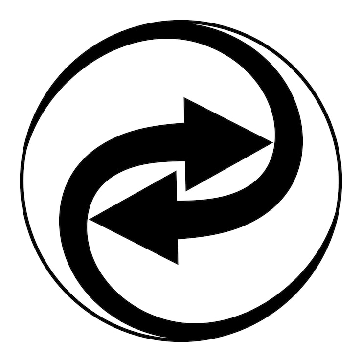 Vector flechas giratorias signo de integración flechas vectoriales giran en círculo icono símbolo de integración