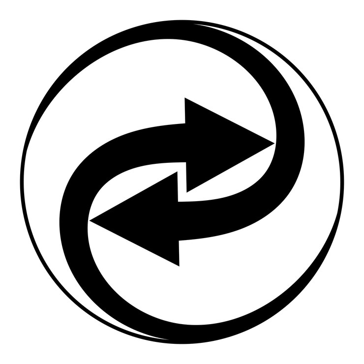 Vector flechas giratorias signo de integración flechas vectoriales giran en círculo icono símbolo de integración