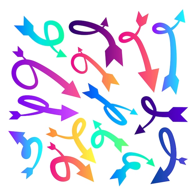 flechas, grande, colorido, conjunto, iconos, artístico, flechas, conjunto, iconos, conjunto, de, colorido, flechas